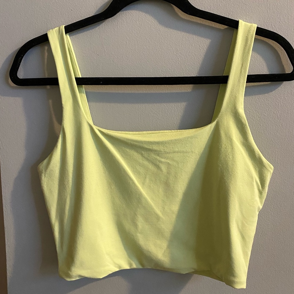 Small, lime green cropped tank top from Garage.